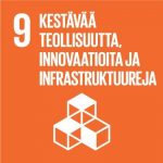 Kuvake: YK:n kestävän kehityksen tavoite 9: Kestävää teollisuutta, innovaatioita ja infrastruktuureja