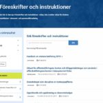Den gamla handbokssidan är borta och ersatts med sidan Föreskrifter och instruktioner
